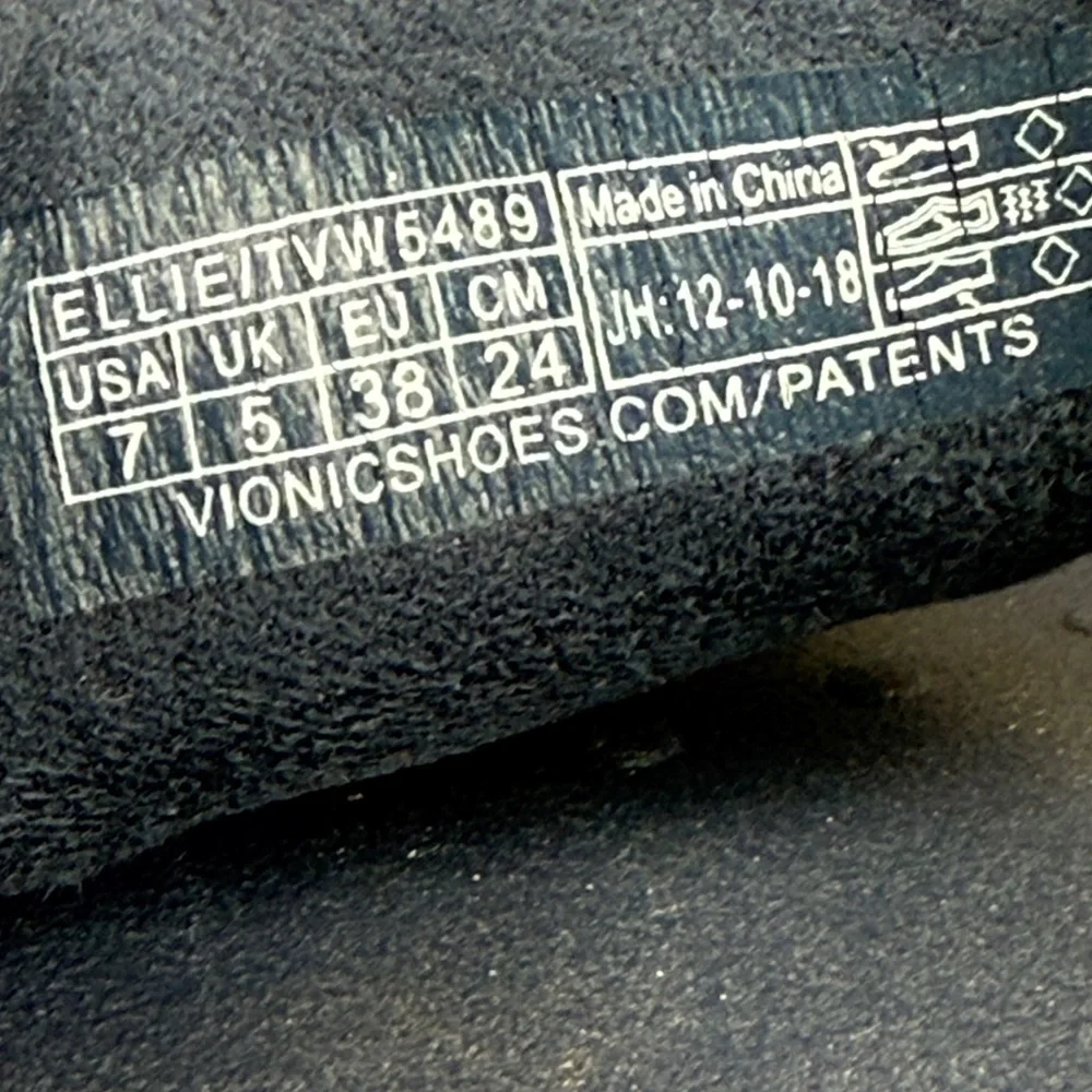 Vionic Ellie Navy Blue Snakeskin Women’s Sz 7 Hook & Loop Platform Sandals - Picture 6 of 10